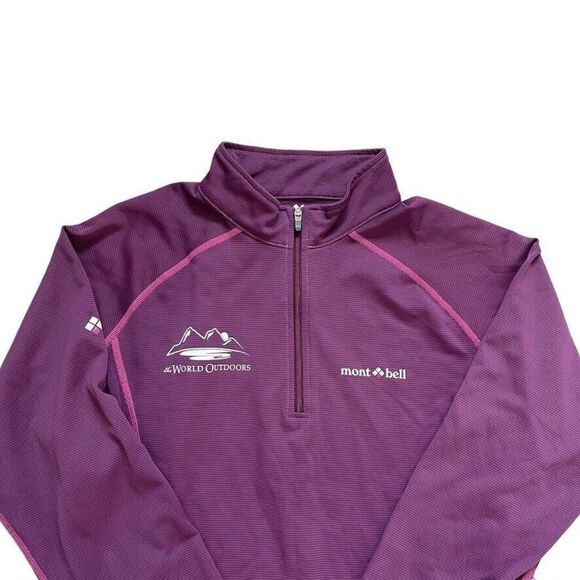 Montbell Womens Purple Quarter Zip Baselayer Hiking Long Sleeve Shirt Sz L - Picture 2 of 6